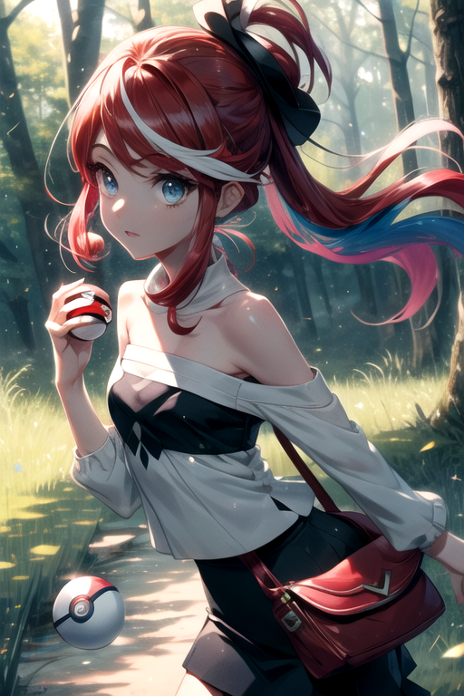 Red haired female pokémon trainer in a flower field high definition anime  style profile picture