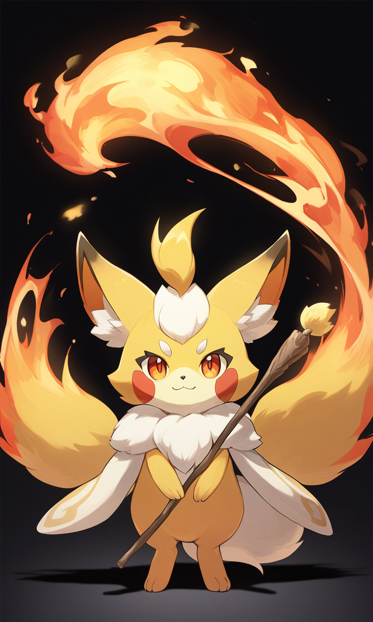 AI Art: The Charming Braixen with Fluffy Ears by @FunkyHawkWalkerIII | PixAI