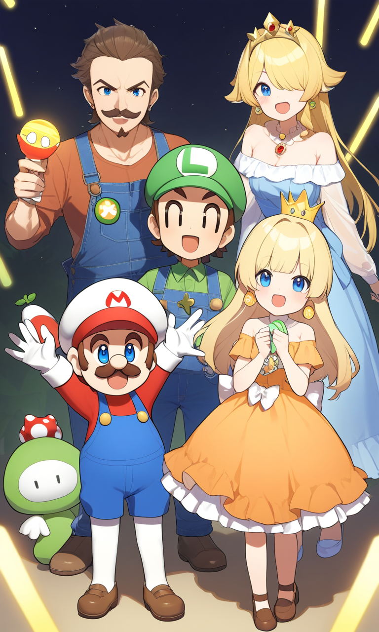 Arte AI: Gathering of Friends: Mario, Luigi, Princess Daisy, Rosalina, and  Waluigi por @FastWizardSr. | PixAI