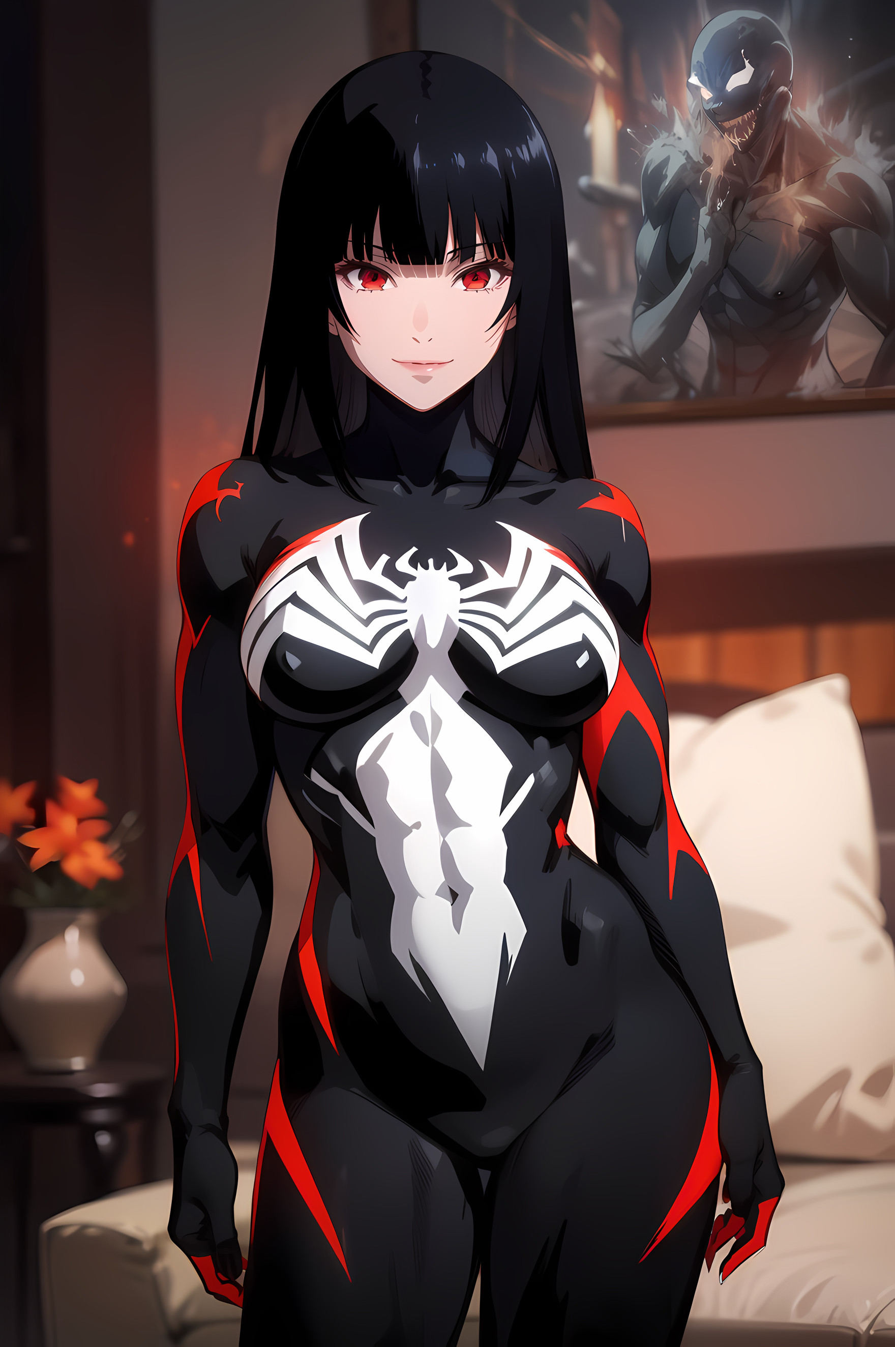 AI Art: Yumeko Jabami (Venom suit) by @David Leatherhoff | PixAI