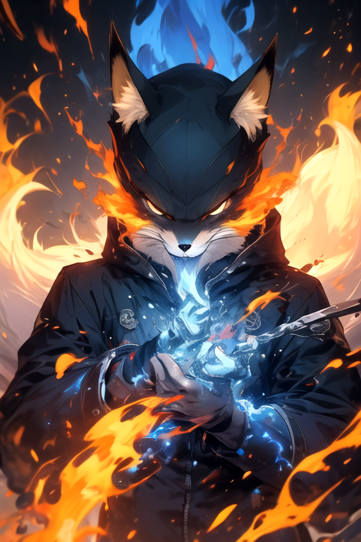 AI Art: fire Fox by @Belarus | PixAI