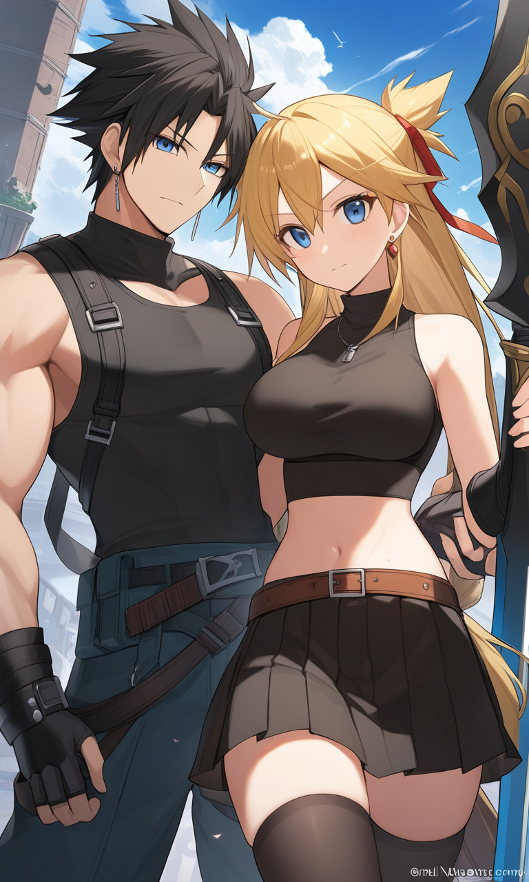 AI Art: Cloud Strife and Tifa Lockhart: A Powerful Duo in Armored Elegance  by @WildWolfDreamerV | PixAI