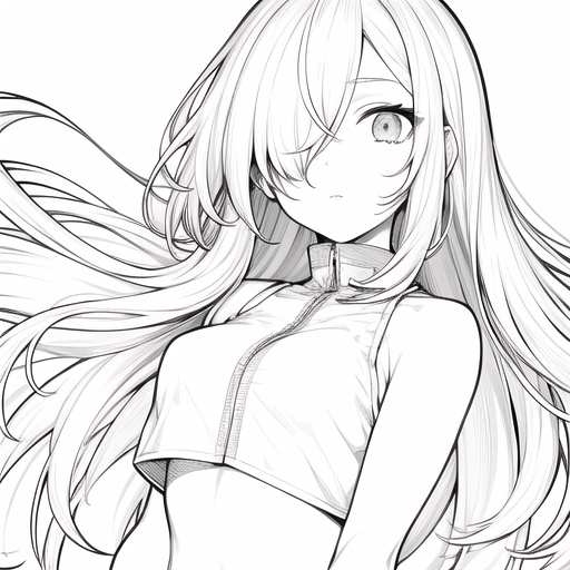 Premium AI Image  a drawing of an anime character with a long hair