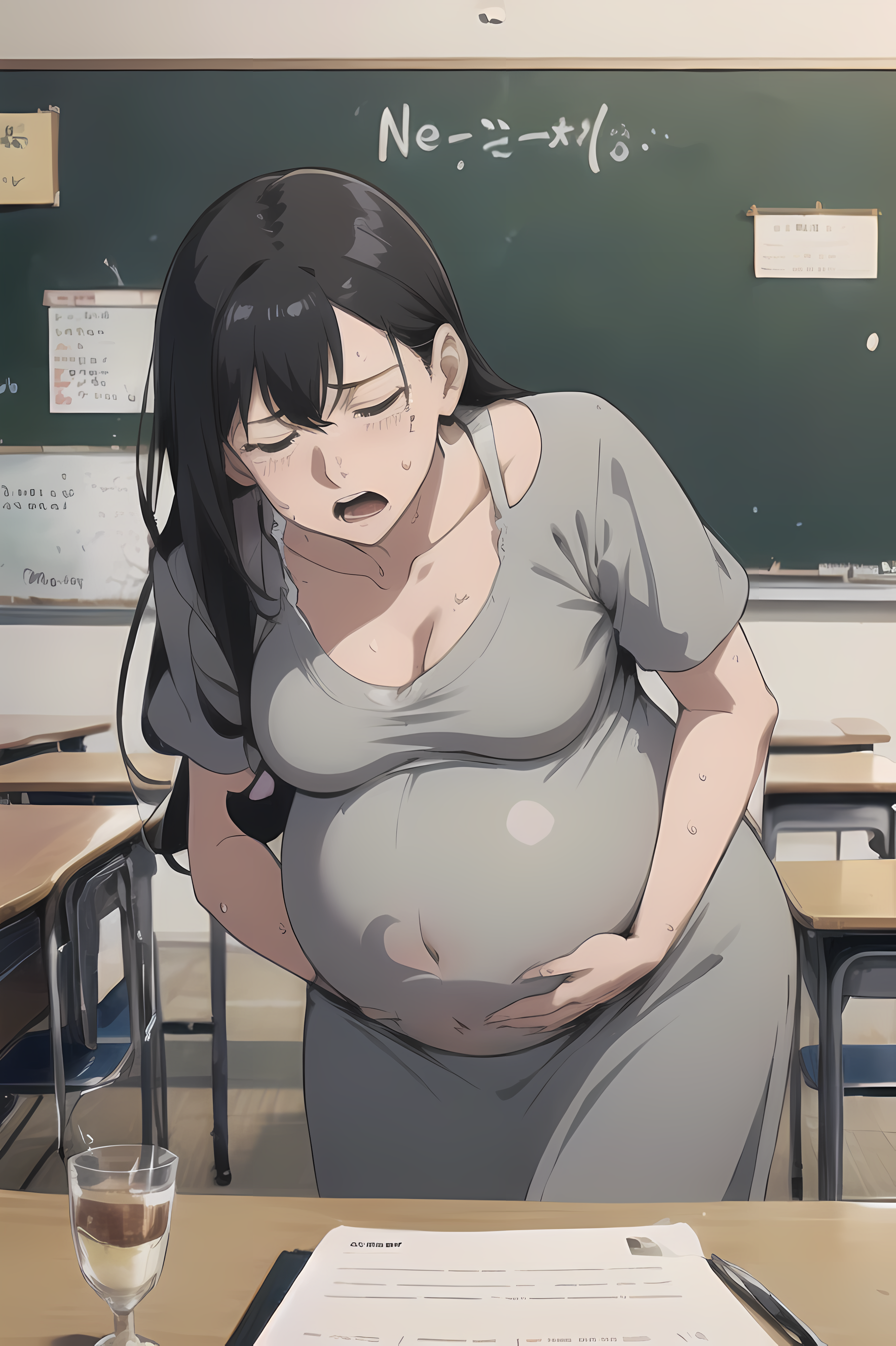 AI Art: pregnant woman in labor by @Preggo_Ai | PixAI