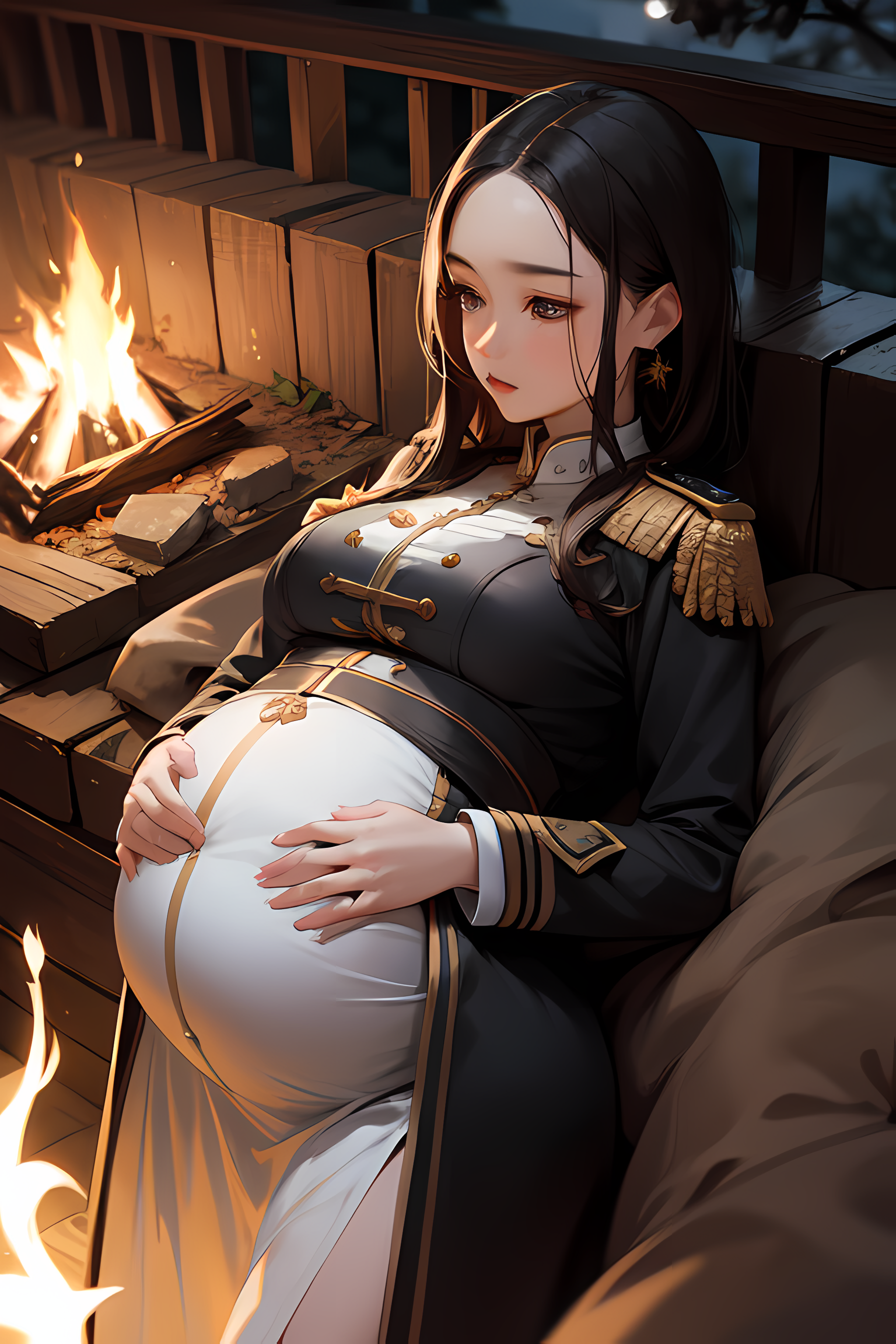 AI Art: HD - Officer at night - Pregnant by @vccv | PixAI