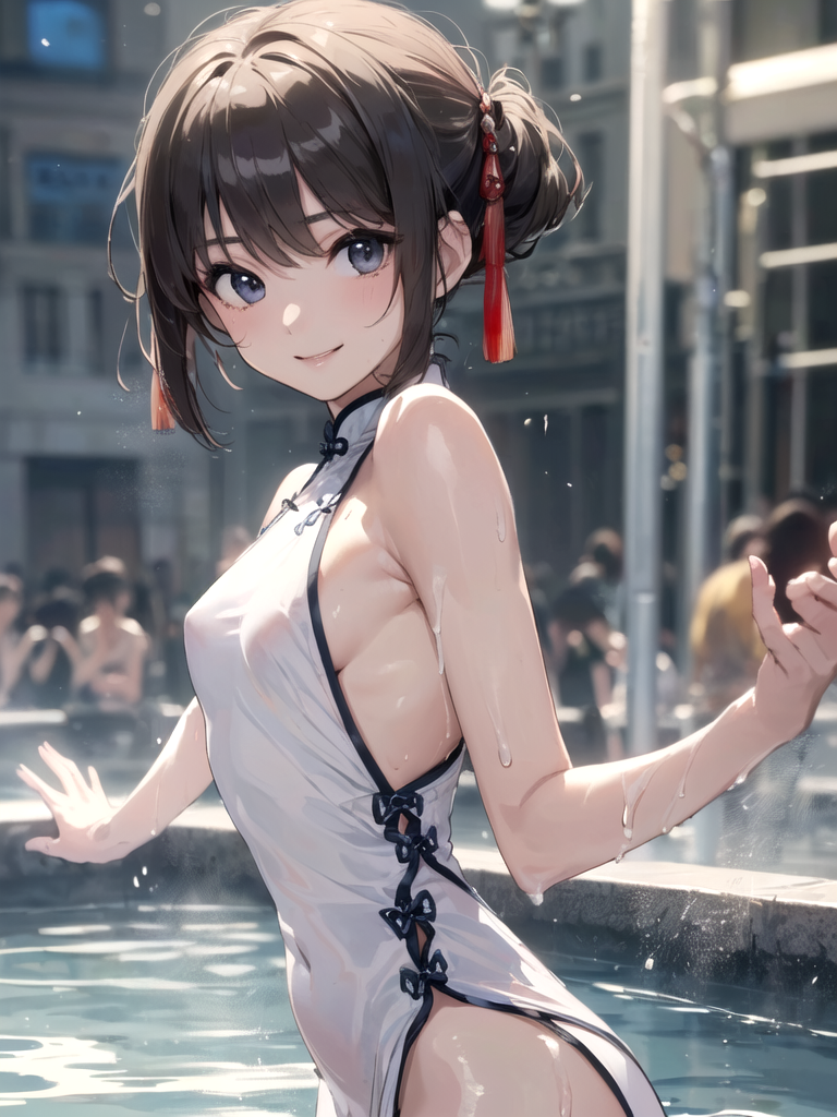 AI 아트: Chinese dress girl bathing 작성자: @こたろう | PixAI