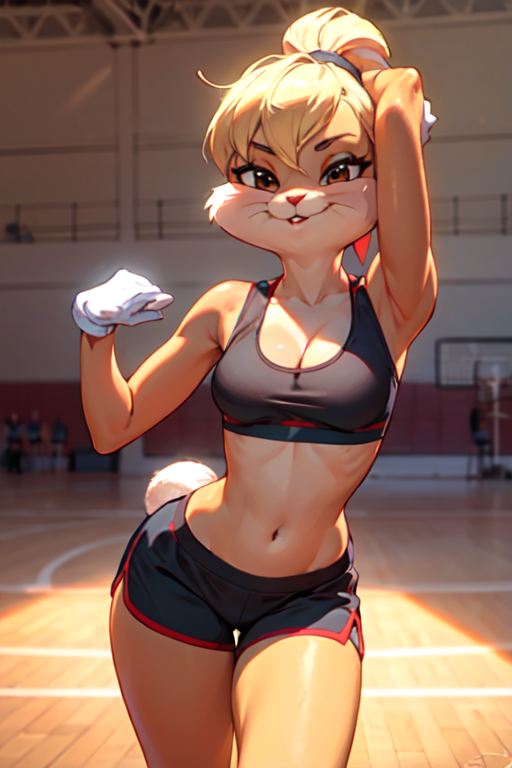 Muscular bunny working out in the gym. - AI Generated Artwork