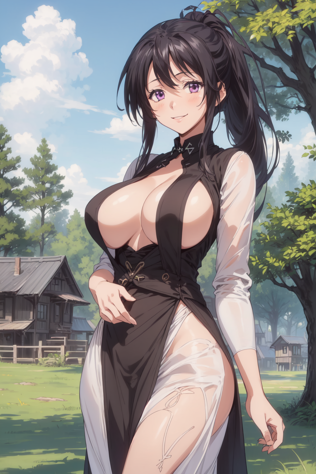 AI Art: Akeno Himejima - Elf Dress 02 by @Crimson Dragon | PixAI