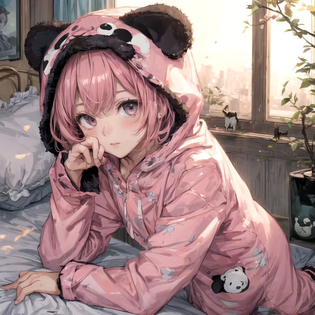 Panda onesie anime online girl