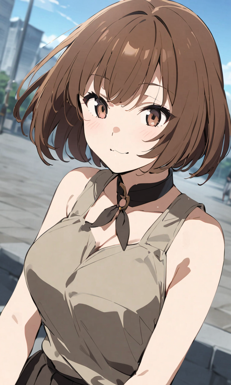 AI Art: Short-Haired Brown-Haired Protagonist by @ASV | PixAI