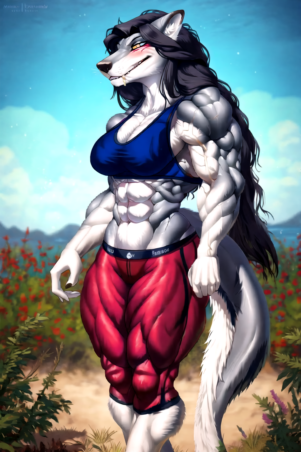 AI Art: Female muscular hybrid anthro by @Cores1099 | PixAI