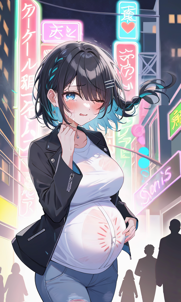 AI Art: Pregnant labor in city by @Pregnant girl | PixAI