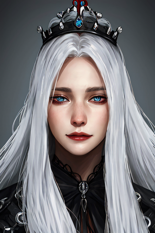 Alluring Goth Female Character with Striking Silver-Gray Eyes