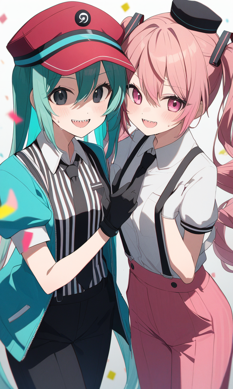 AI Art: Hatsune Miku and Kasane Teto: A Colorful Contrast in Style by  @HappyYellowWizardIII | PixAI