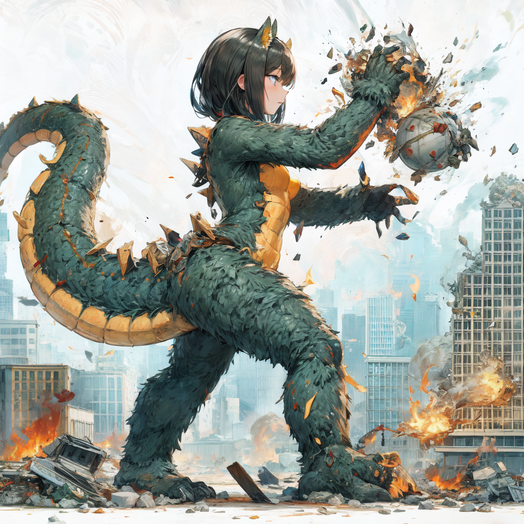 AI Art: giantess godzilla girl by @SKTKT | PixAI