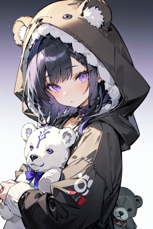 Anime girl with bear hot sale hoodie