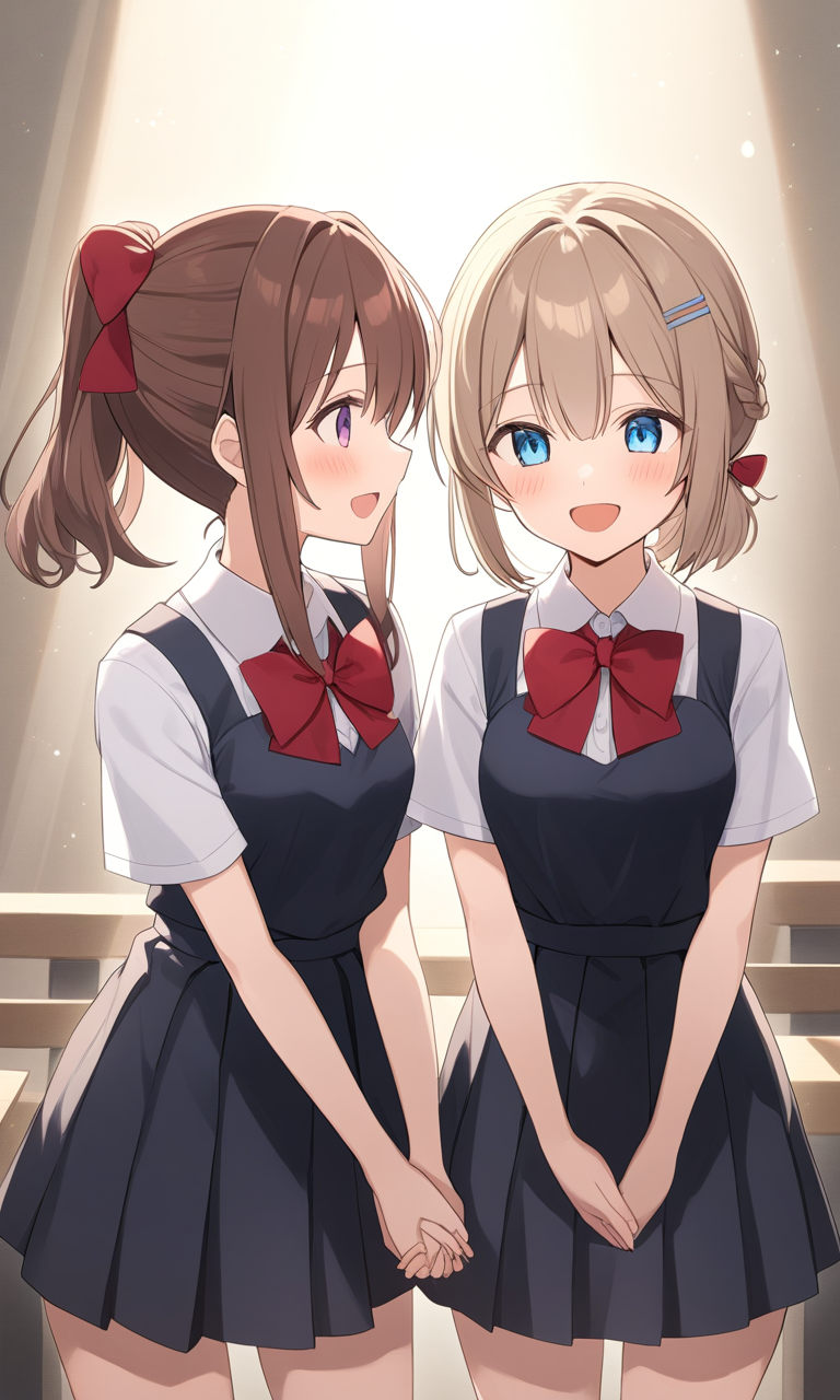 AI Art: Ayumi and Tomori: A Joyful Moment from Charlotte by  @FunkyExplorerJr. | PixAI