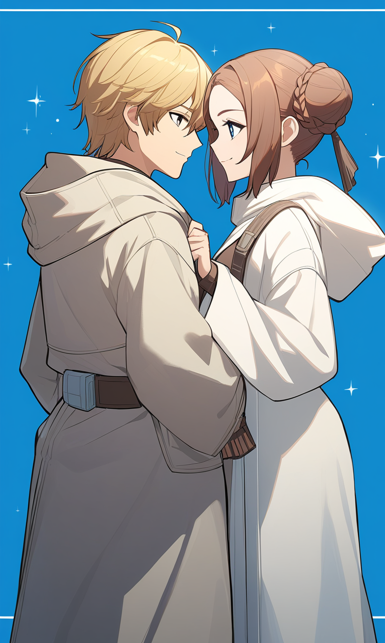 AI Art: 「Star Wars: Return of the Jedi」 - Luke SkywalkerとPrincess Leia  Organa Solo by @素晴らしい獅子忍者くん | PixAI