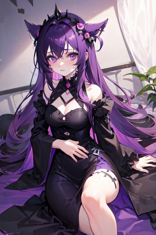 Anime Kawaii Drawing Art, Anime, purple, cg Artwork, black Hair