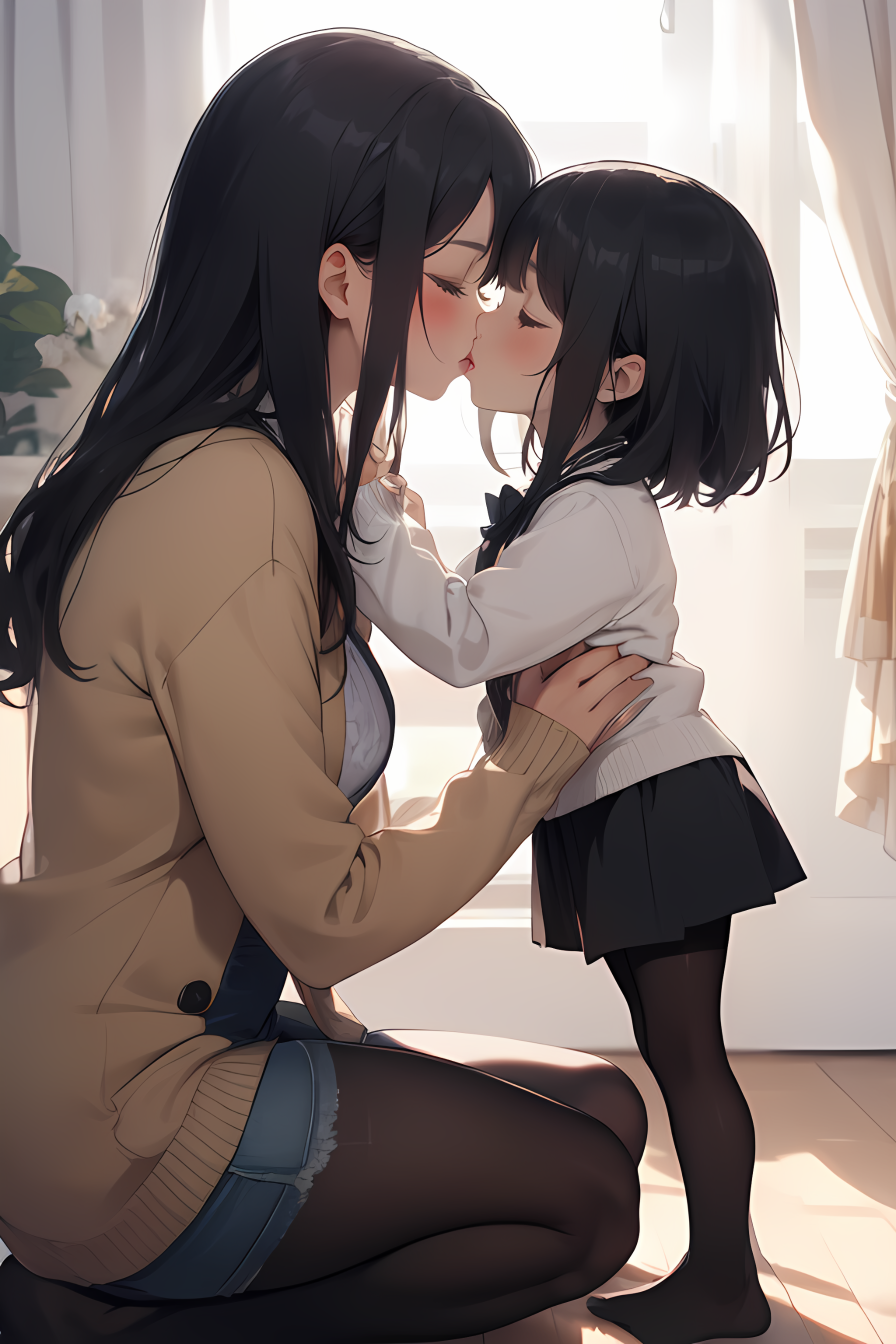 AI Art LoRA Model: Mother and daughter(yuri,kiss) | PixAI