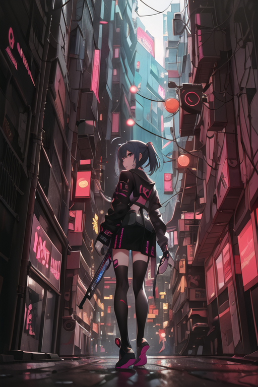 anime, anime girls, cyberpunk, artwork