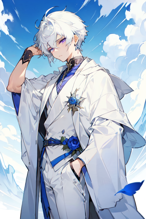 Anime Boy White Hair Blue Eyes