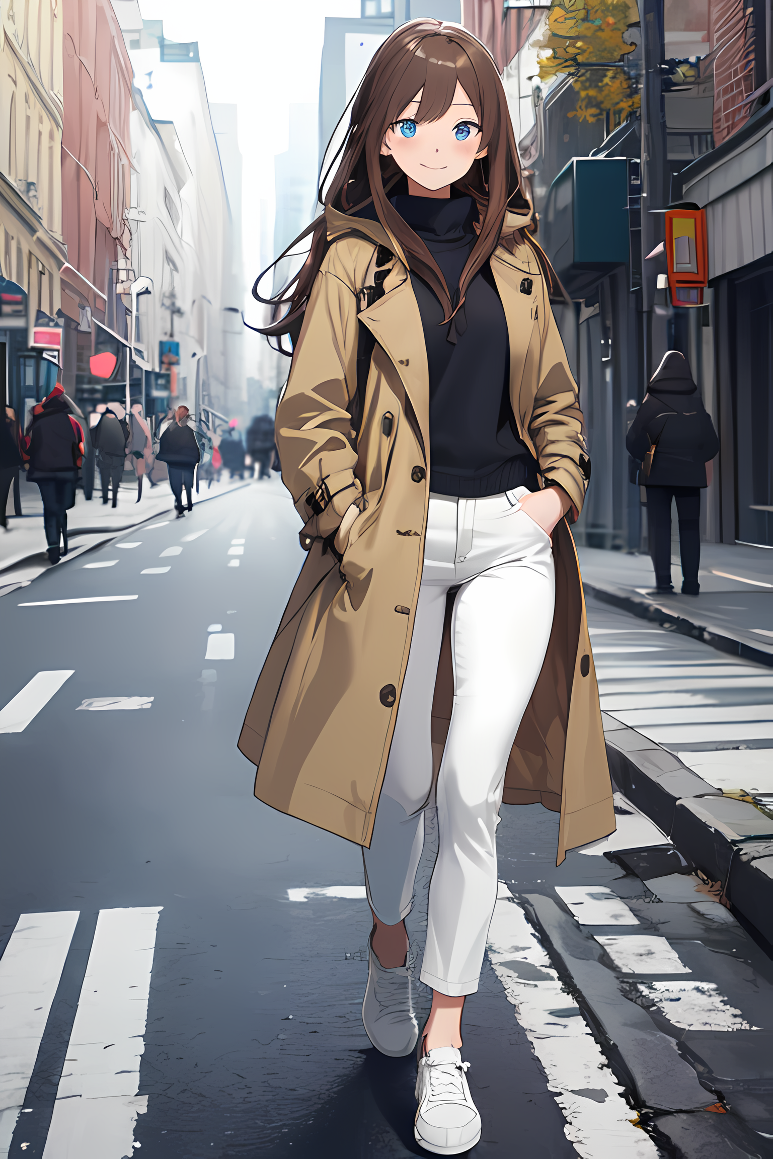 Girl in outlet trench coat