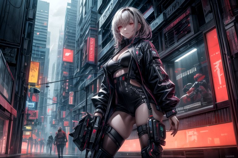 AI Art: 2D Girl in cyberpunk reality by @JkWW 💜🐖