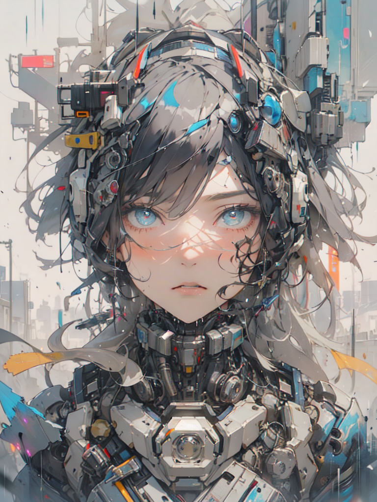 Colorful dreamscape of cyberpunk anime girl - AI Generated Artwork