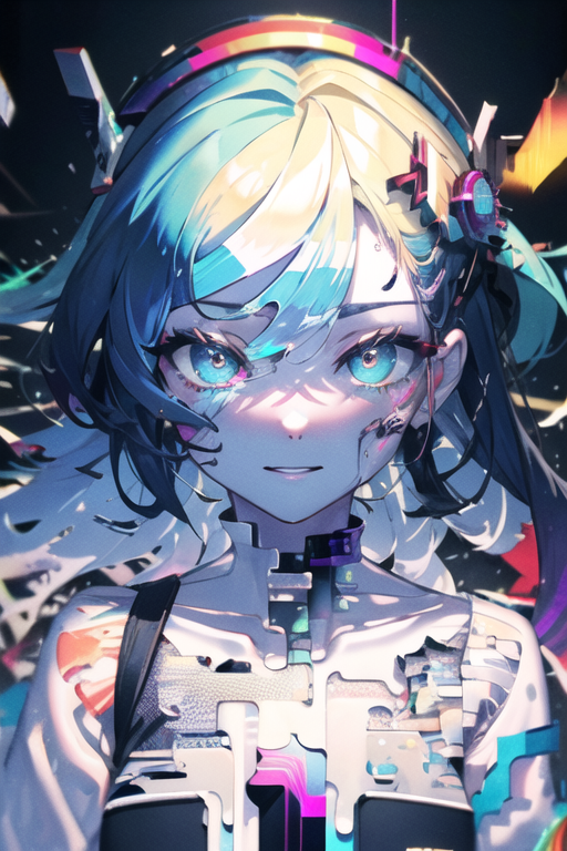 Cyberpunk anime girl, rainbow hair, - AI Photo Generator - starryai