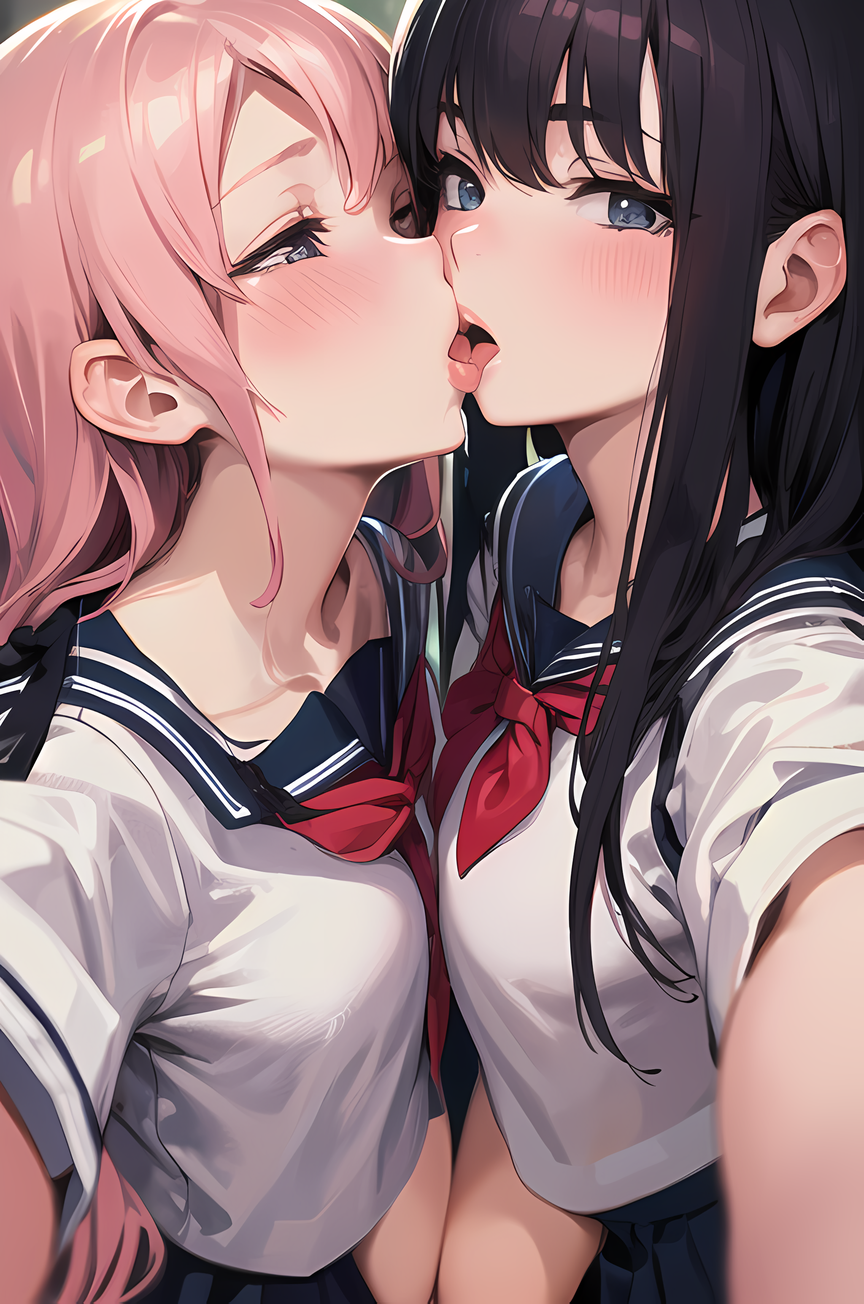 AI Art: Yuri kiss by @dark matter | PixAI