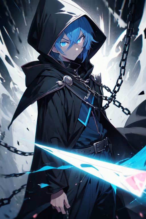 anime boy with black robe that uses magic and has one red eye and one blue  eye : r/dalle2