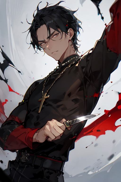 Dark artwork of an anime guy with a knife