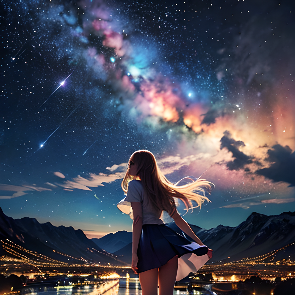 girl falling from night sky
