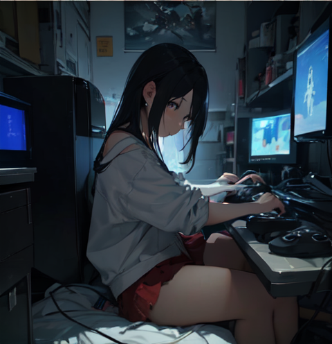 AI Art: gamer girl by @keyonotari | PixAI