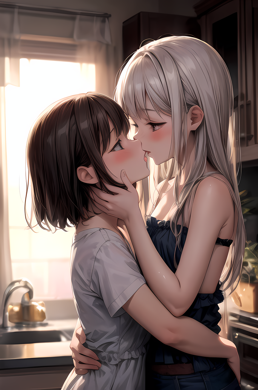 AI Art: kissing girls por @じろーちゃん | PixAI