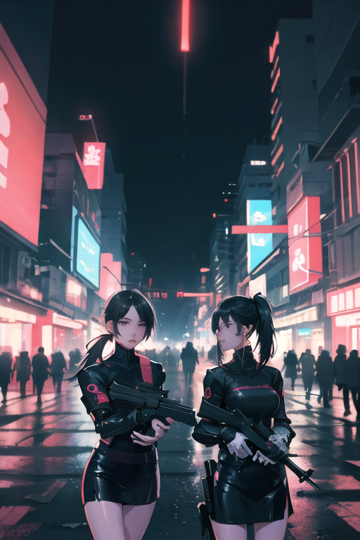 Anime Girl City Night Neon Cyberpunk 4k 