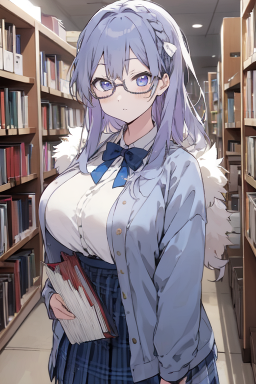 AI 아트: 丸山あかね図書館にて 작성자: @na_futa | PixAI