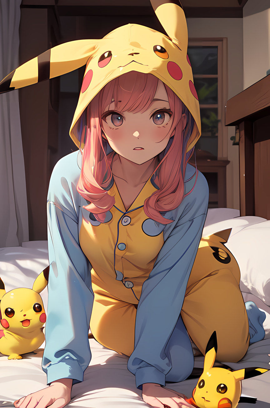 Anime girl in pikachu onesie sale