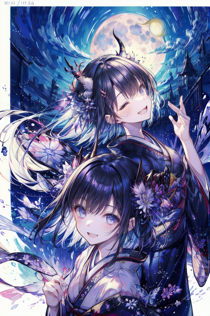 AI Art: pretty oni kimono dance 3 by @PP | PixAI