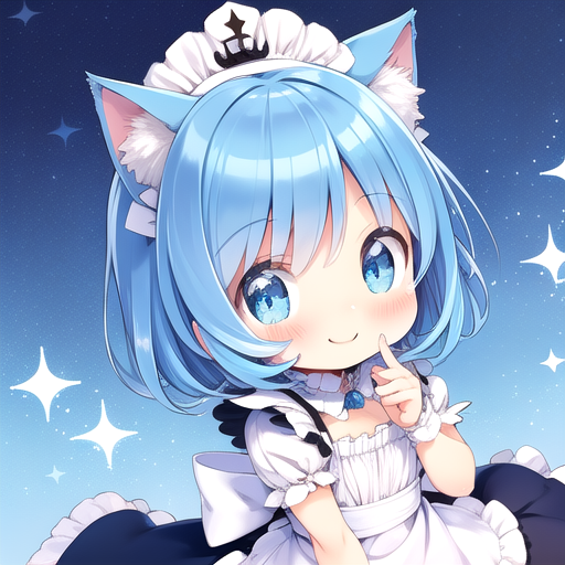anime girl with blue hair and blue eyes chibi