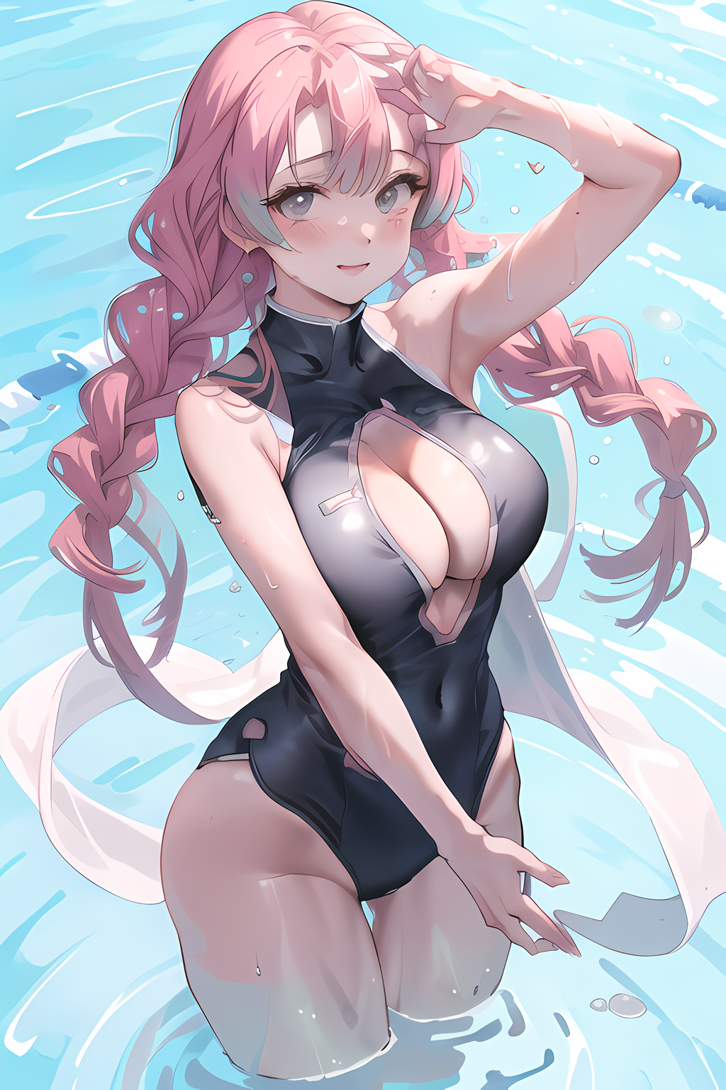 AI Art: Mitsuri Kanroji -swimsuit by @KURO | PixAI