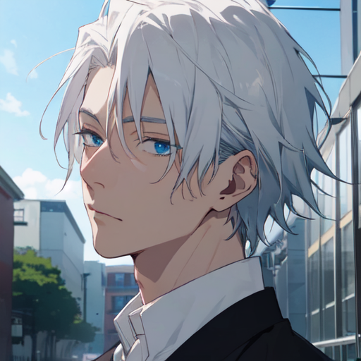 Premium AI Image  Anime boy with blue eyes looking up at the sky