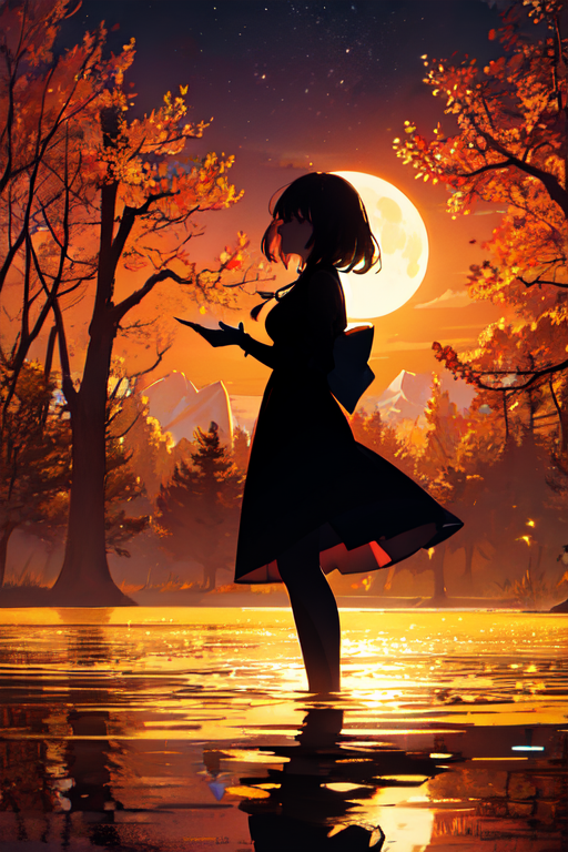 Beautiful Anime Girl Vector Silhouette @
