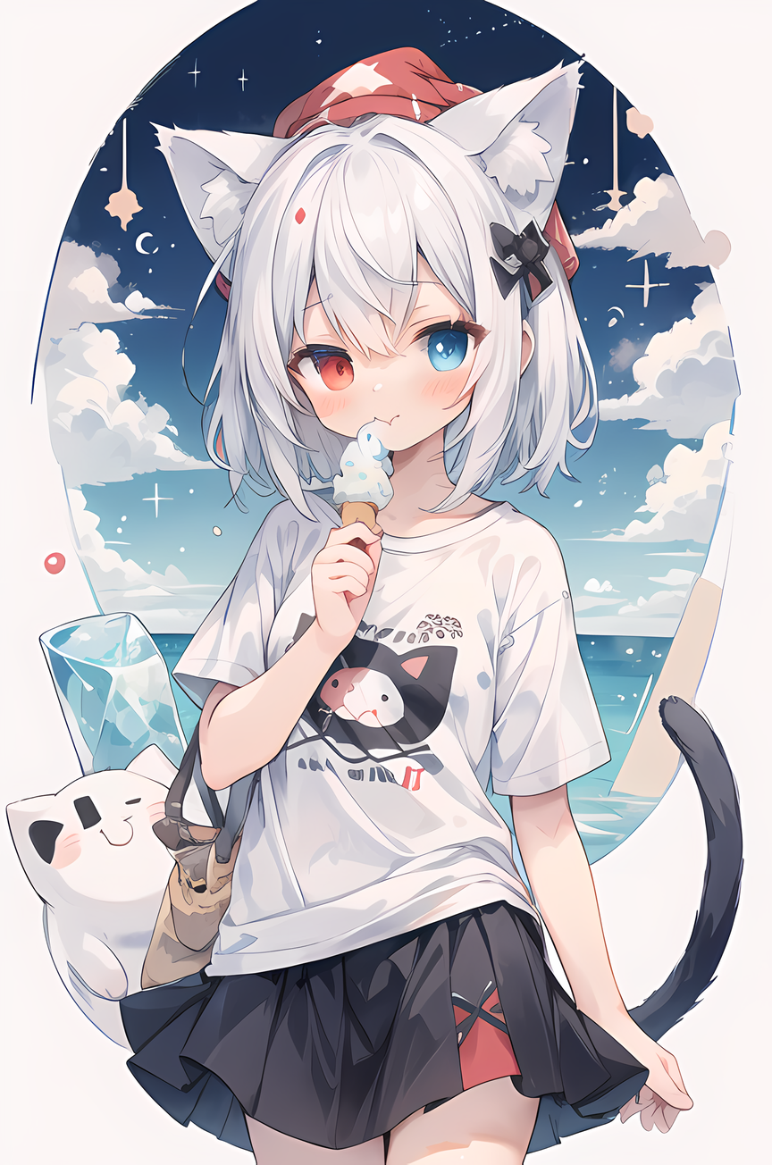 AI Art: Catgirl eating ice cream by @Horo Apple | PixAI