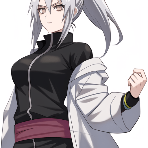 anime girl ninja with silver hair