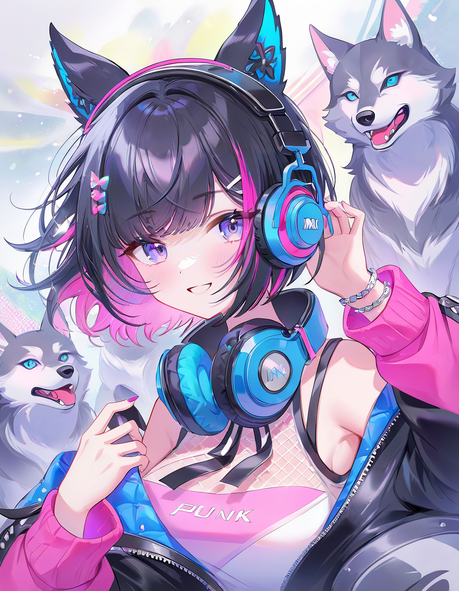 作品名稱: Wolf Girl Music 作者@Cyber Wolf | PixAI