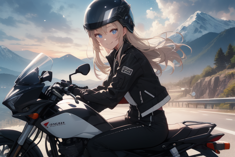 Anime girl on motorcycle sale