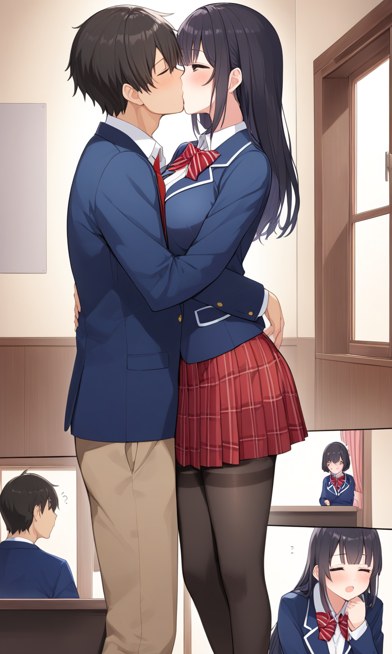 AI Art: 「Komi San wa Komyushou desu」 - KomishoukoとTadano Hitohitoのフレンチキス by  @美しい忍者さん | PixAI