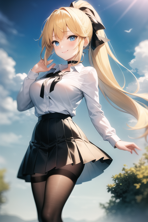 Light Orange Eyes Anime Girl With Ponytail Having Headset On Neck